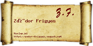Zádor Frigyes névjegykártya